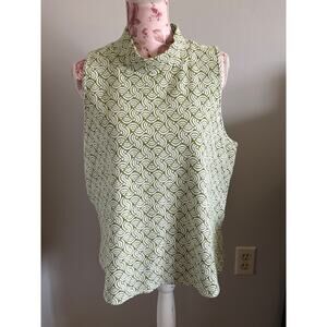 Green and White Sleeveless Top by Maeve Anthropologie Size 2x Knit Geometric